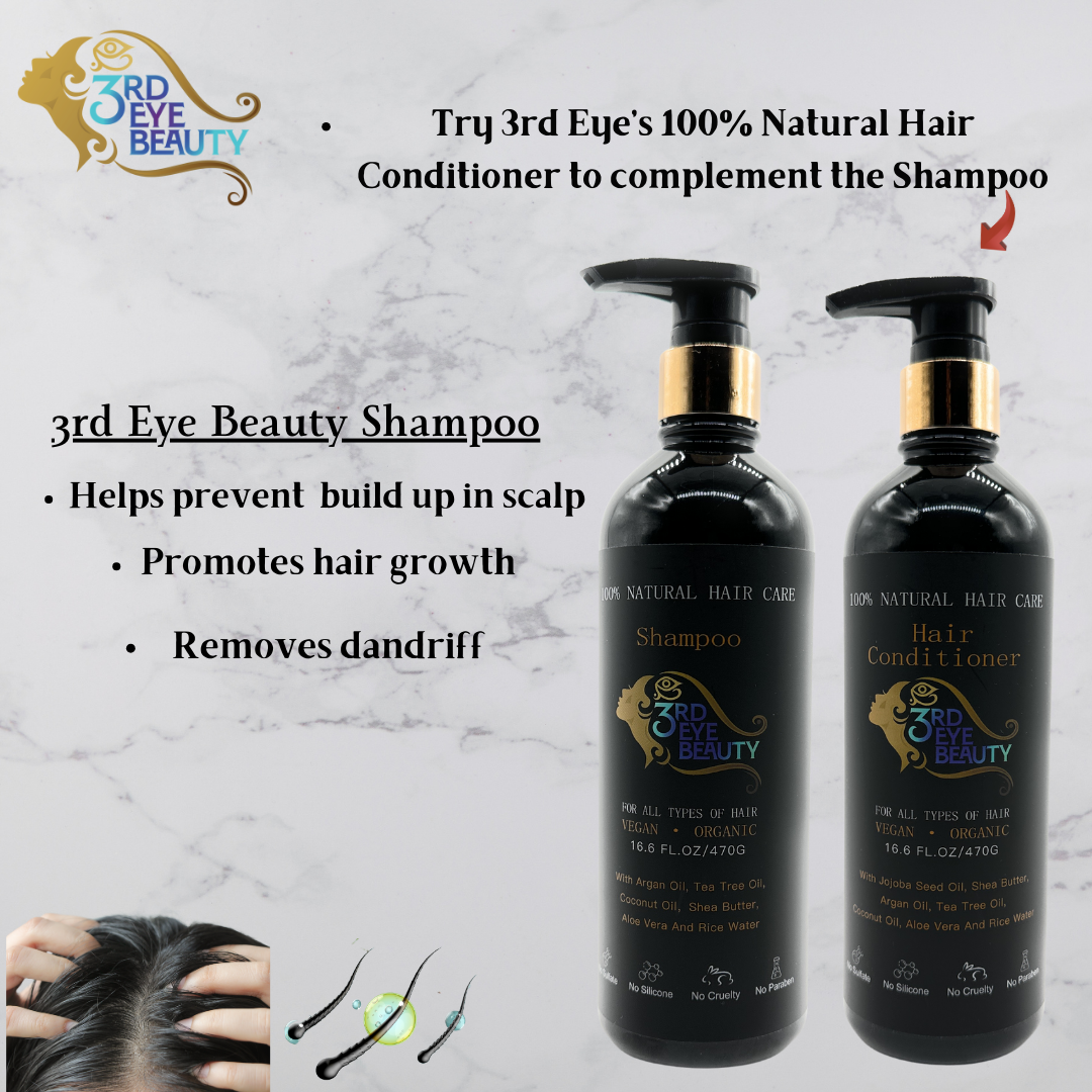 100% Natural Vegan Silicon and Sulfate free Shampoo made with Argan oil, Tea Tree oil, Aloe Vera and Rice water.