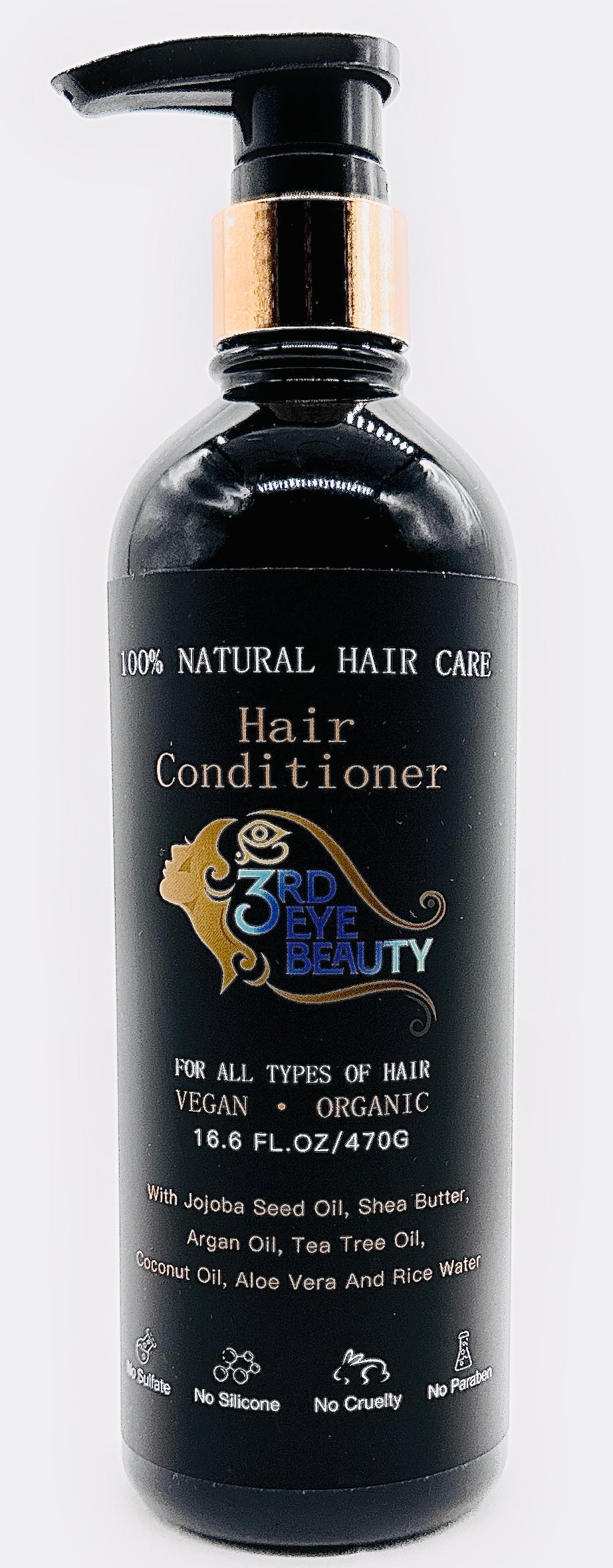 Hair conditioner - All Natural, Vegan, Silicon, and Sulfate free Conditioner made with Argan oil, Tea Tree oil, Aloe Vera and Rice water.