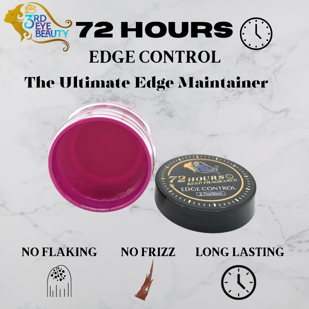 72hr Edge Control - Extra Strong Hold - No Flaking - Shine - Moisture - Controls Frizz - 2.7 Oz.