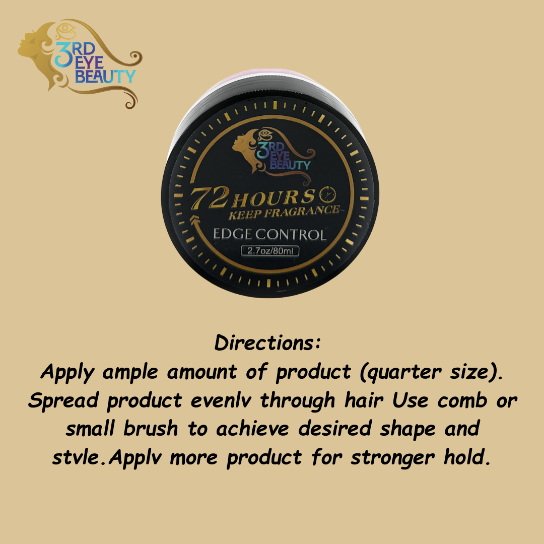 72hr Edge Control - Extra Strong Hold - No Flaking - Shine - Moisture - Controls Frizz - 2.7 Oz.