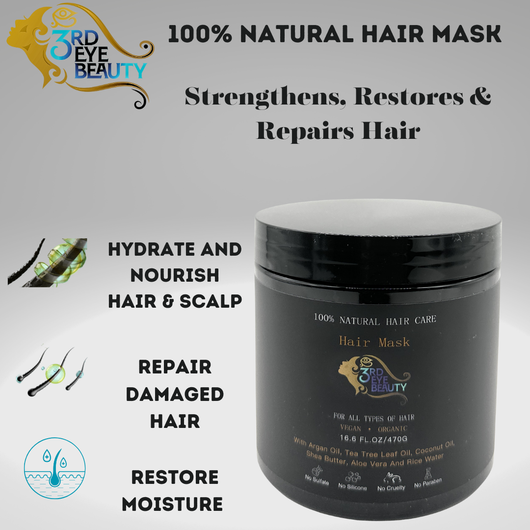 3rd Eye Beauty 100% Natural Hair Care Bundle: Natural Hair kit with 100% Natural Shampoo, 100% Natural Conditioner, 100% Natural Hair Mask, and 100% Natural Hair Oil - 4 Products